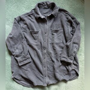 Aerie Women’s Oversized Heather Black Flannel - M